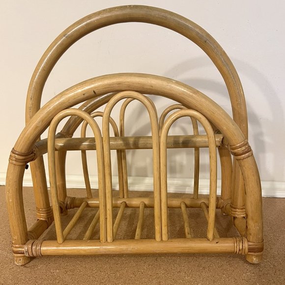 Mid Century Style Modern Bent Bamboo and Rattan Magazine Rack Albini Style - Picture 6 of 7
